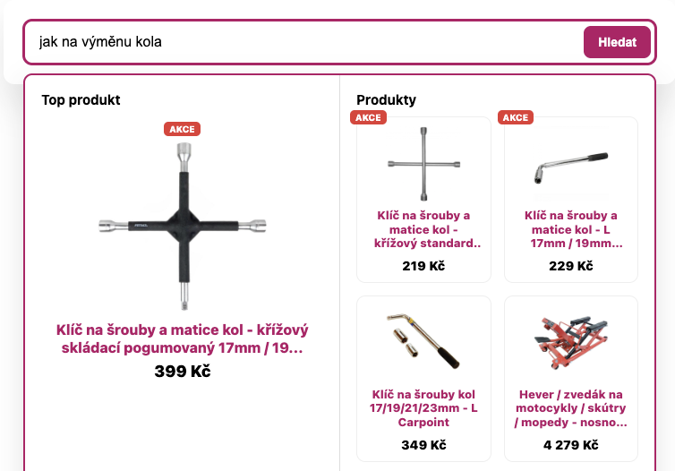 Vyhledávání – jak na výměnu kola